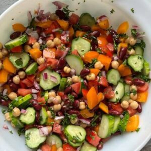 Double bean Mediterranean salad